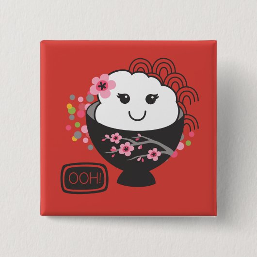 Schattige Japans eten Vierkante Button 5,1 Cm (Voorkant)