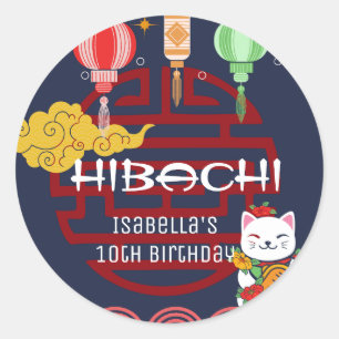 Schattige Japans Hibachi Dinner Verjaardagsfeest Ronde Sticker