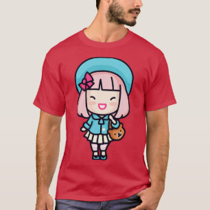 Schattige japans hipster meisje t-shirt