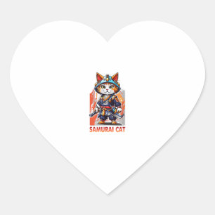 Schattige Japans Samurai Ninja Cat Kawaii Shirt Hart Sticker