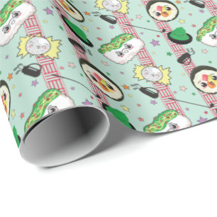 Schattige Japans Sushi Lover Golfpatroon Cadeaupapier