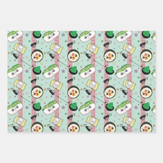 Schattige Japans Sushi Lover Golfpatroon Inpakpapier Vel (Voorkant 3)