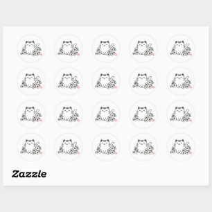 Schattige Japanse kat en Sakura met "Neko" stempel Ronde Sticker