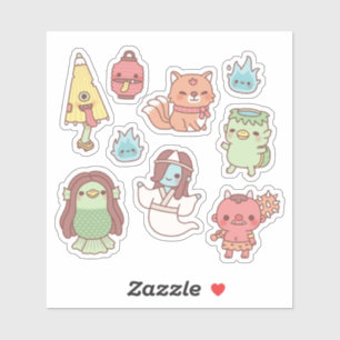Schattige Japanse Yokai-demons en geesten Sticker