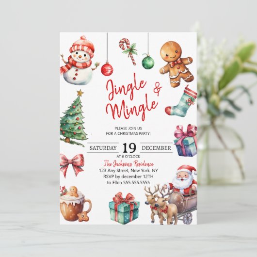 Schattige Jingle & Mingle Kerstfeest Kaart (Staand voorkant)