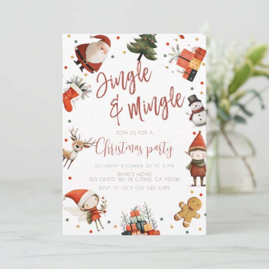 Schattige Jingle & Mingle Kerstfeest Kaart (Staand voorkant)