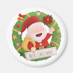 Schattige jolige kerstman Kerstkrans magneet