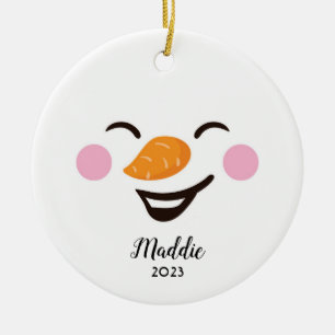 Schattige, Jolly Snowman Gepersonaliseerde Naam, J Keramisch Ornament