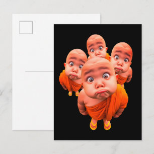 Schattige Jonge Monnik Minimalistische Oranje Robe Briefkaart