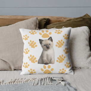Schattige jonge Siamese kat Wit Beige Persoonlijk Kussen