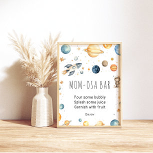 Schattige Jongen Astronaut Space Baby shower Poste Poster