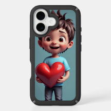 Schattige jongen met hart iPhone-hoesje