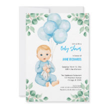 Schattige jongen moderne eucalyptus blauwe ballonn