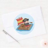 Schattige Jongen Pirate Sail Avontuur Kinder Geper Ronde Sticker (Envelop)