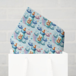 Schattige jongens fles betegelde baby shower tissuepapier