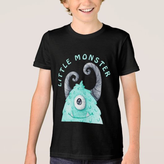 Schattige Jongens Klein Monster Tri-Blend Shirt (Voorkant)
