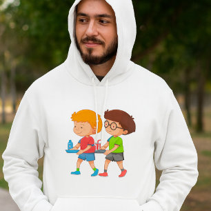 Schattige jongens met voedselbakjes hoodie