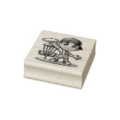 Schattige jongetje speelt diskgolf 	rubberstempel (Stempel)
