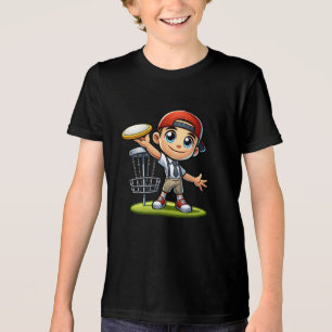 Schattige jongetje speelt diskgolf Tri-Blend shirt