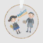Schattige Joods koppel Happy Chanoeka Ornament (voorkant)