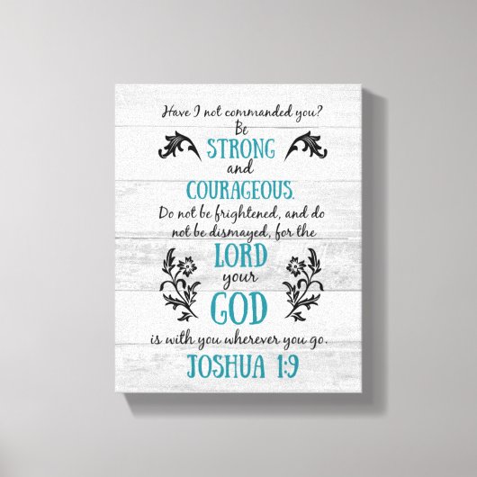 Schattige Joshua 1:9 Schrift Canvas (Voorkant)