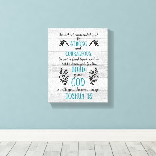 Schattige Joshua 1:9 Schrift Canvas (Insitu (Houten vloer))