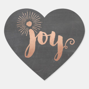 SCHATTIGE JOY HEART SEAL modern roos gouden folie  Hart Sticker
