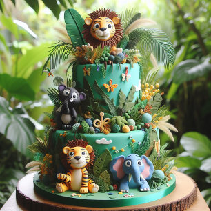 SCHATTIGE JUNGLE THEMA KINDERVERJAARDAGSTAART KAART