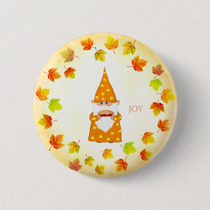 Schattige kabouter en herfstbladeren ronde button 5,7 cm