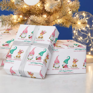Schattige Kabouter Kerst Cadeaupapier