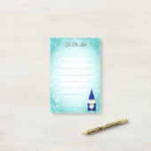 Schattige kabouter op turquoise & witte voering post-it® notes (Op bureau)