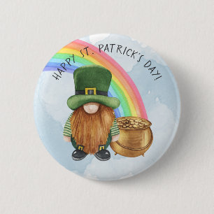 Schattige kabouter pot met goud aangepaste St. Pat Ronde Button 5,7 Cm