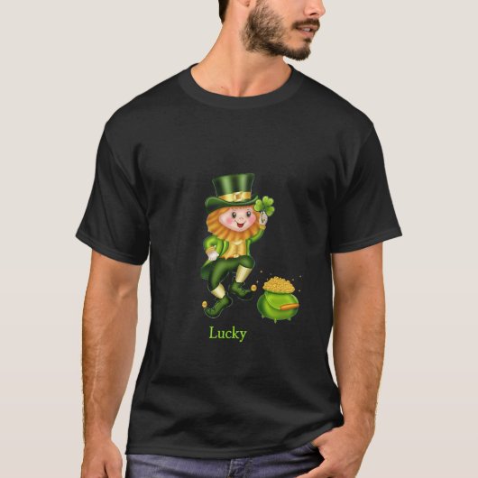 Schattige kabouter & pot met goud t-shirt (Voorkant)