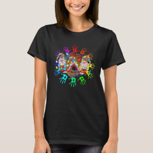 Schattige kabouters knuffelen zonnebloem Autisme b T-shirt