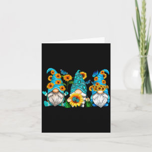 Schattige kabouters met zonnebloem vlindertuiniers kaart