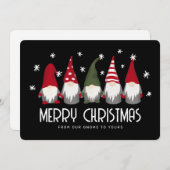 Schattige kabouters vrolijk kerstfeest sneeuwvlokk feestdagenkaart (Voorkant / Achterkant)