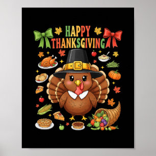 Schattige kalkoen Gelukkig thanksgiving bijpassend Poster