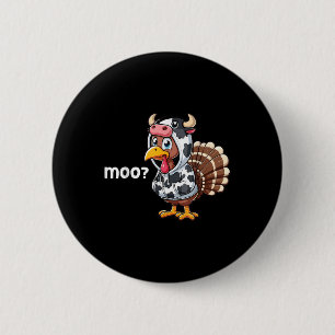 Schattige kalkoen koe grappige kalkoen trotting ou ronde button 5,7 cm