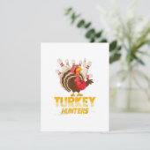 Schattige kalkoenjager Funny Bowling Thanksgiving Kaart (Staand voorkant)
