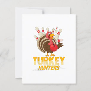 Schattige kalkoenjager Funny Bowling Thanksgiving Kaart