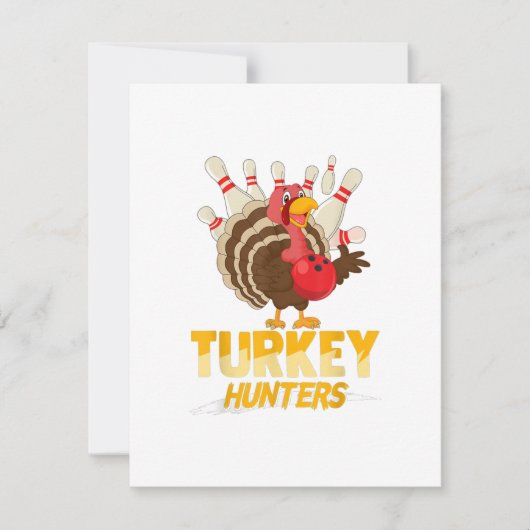 Schattige kalkoenjager Leuke Bowling Thanksgiving Kaart (Voorkant)