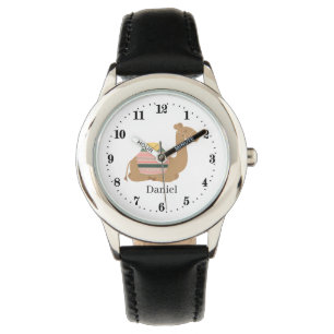 schattige kameelliefhebbers voegen naam toe horloge