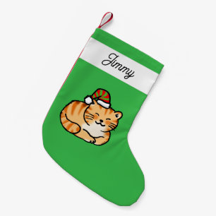 Schattige kaneelkleurige tabbykat met eigen naam kleine kerstsok