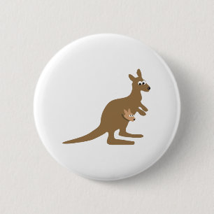 Schattige kangoeroe en joey ronde button 5,7 cm