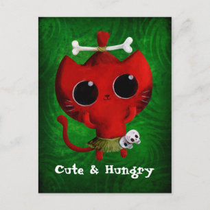 Schattige kannibal Halloween Cat Briefkaart