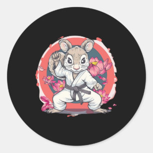 Schattige Karate Eekhoorn Lotus Flower MMA Kickbox Ronde Sticker