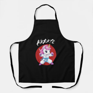 Schattige Karate Kind Eenhoorn T-shirt met lange m Schort