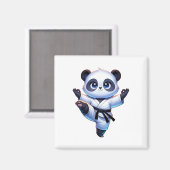 Schattige karate panda kraankickpose magneet (Voorkant / Achterkant)