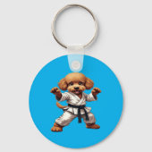 Schattige Karate Puppy Martial Arts GI Illustratie Sleutelhanger (Voorkant)