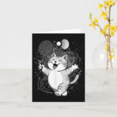 Schattige Kat Badminton Player Shuttle Kaart (Gele Bloem)